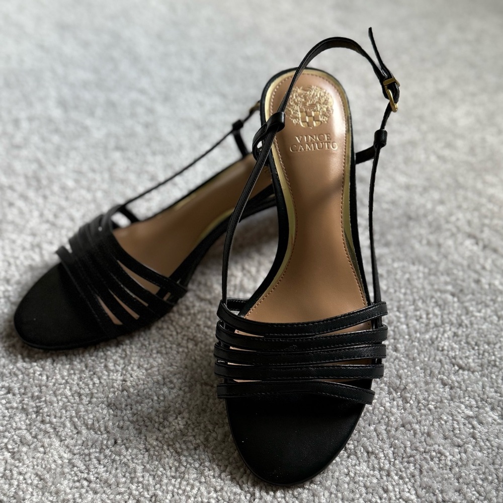 Vince Camuto Black Kitten Heeled Sandals